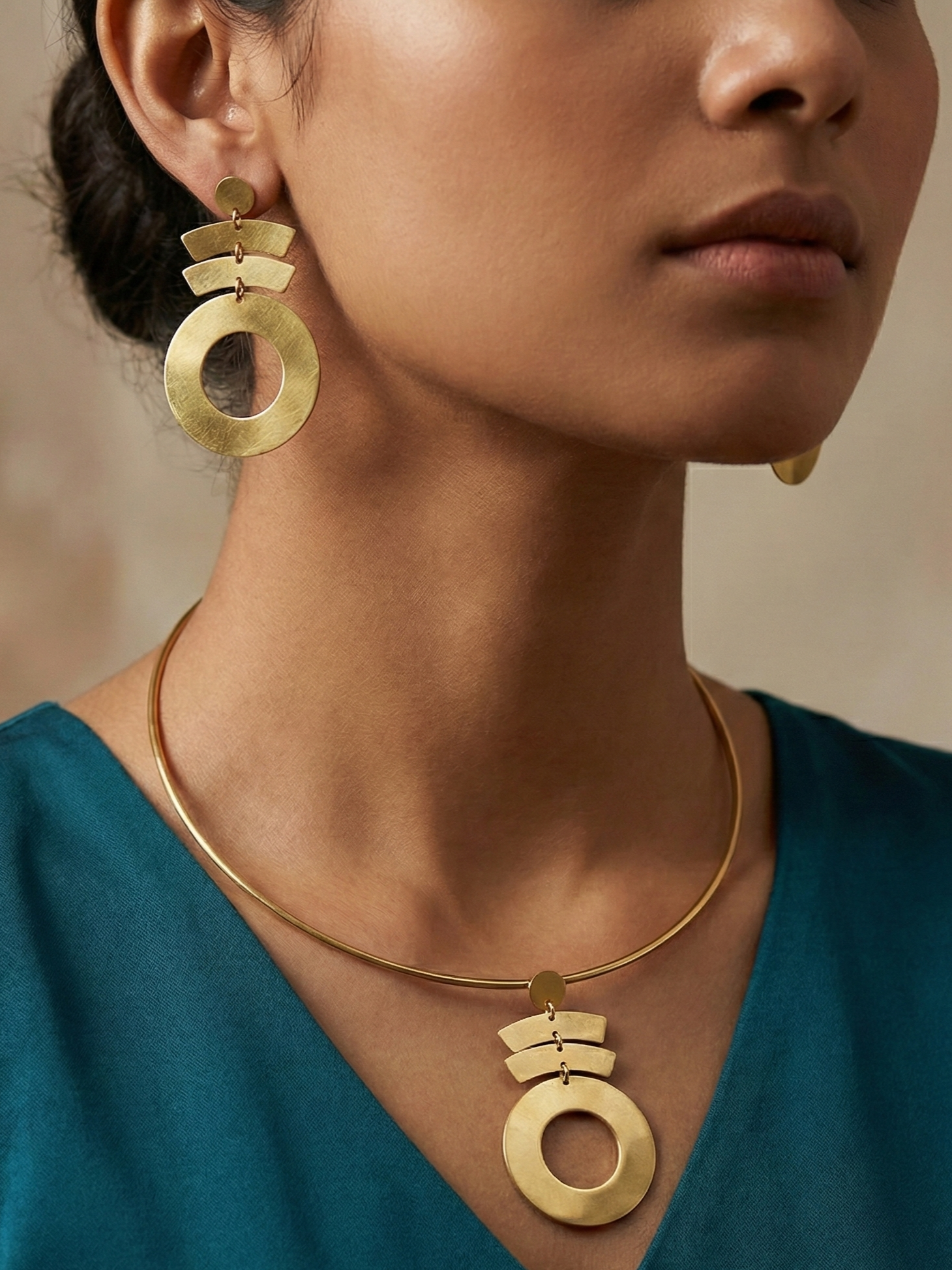 Geometric Circle Bar Jewelry Set