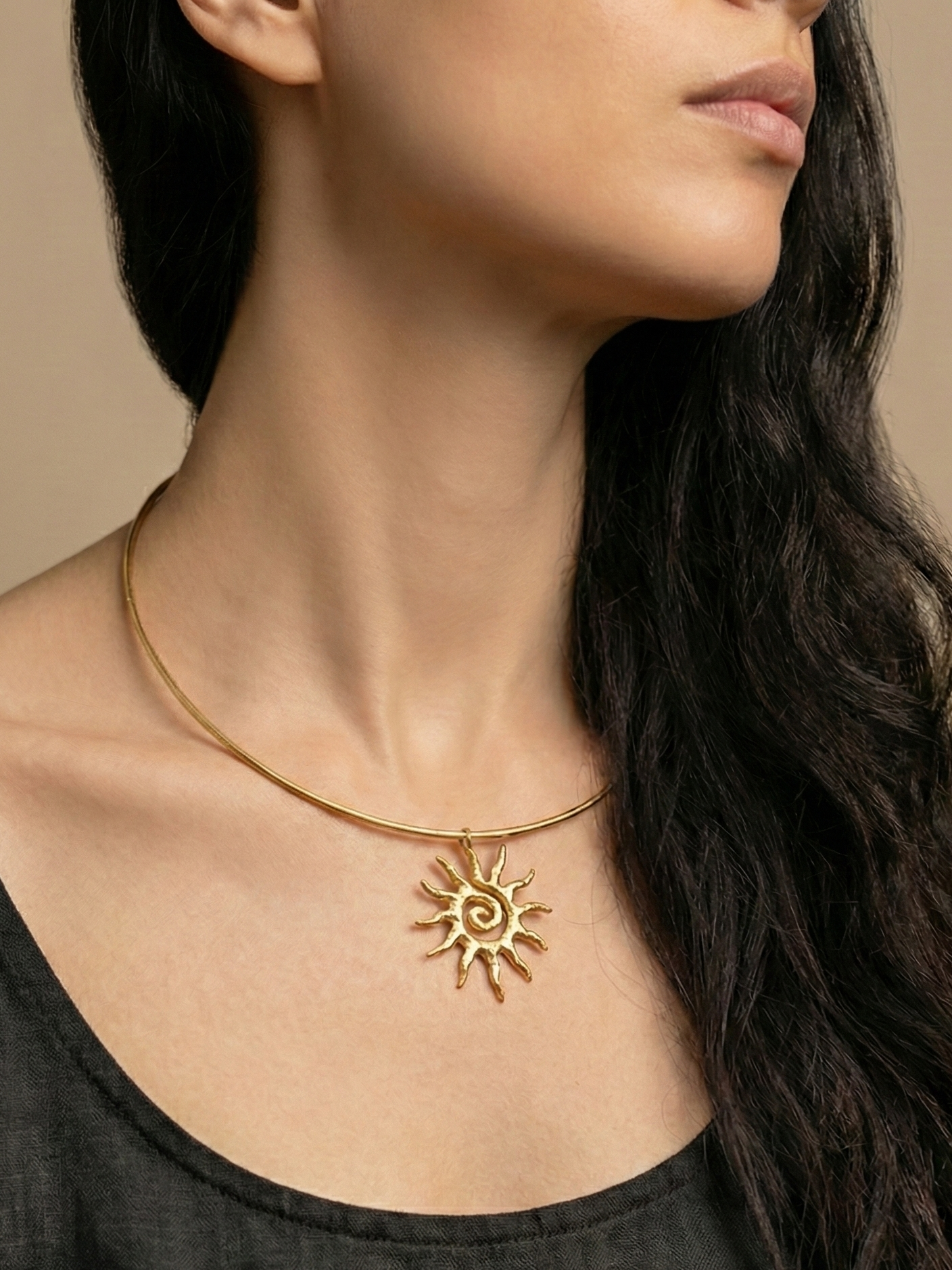 Spiral Sun Pendant Choker