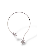Floral Open Collar Necklace Silver Tone